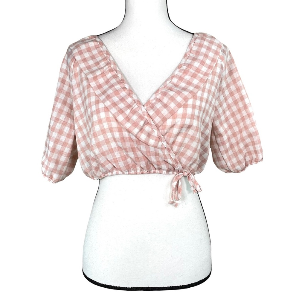 Urban Renewal Pink Plaid Cropped Blouse